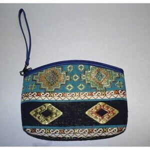 NWOT Tapestry Clutch Wristlet Purse Guatemala - Blue Teal  Wristlet Handbag
